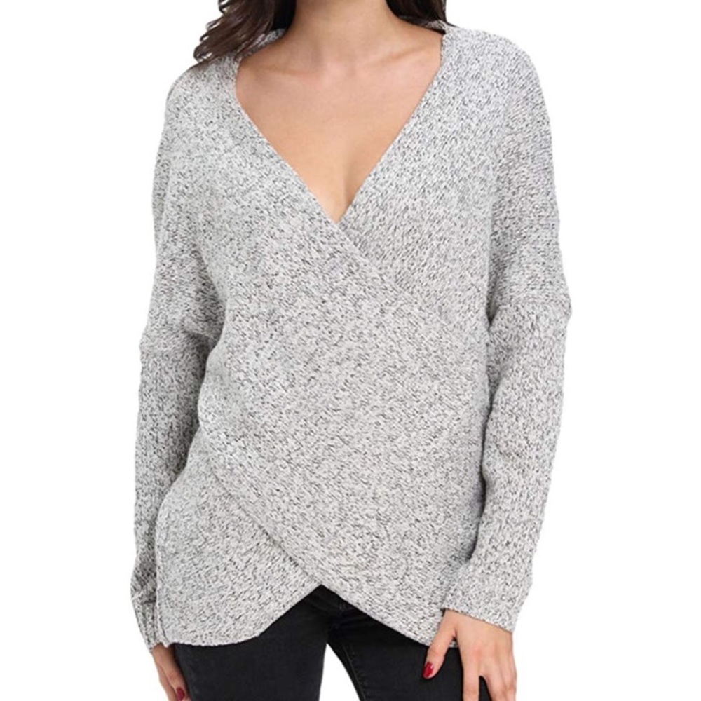 Criss cross wrap front sweater